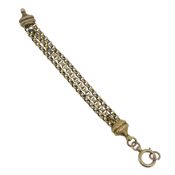A triple row belcher link bracelet, unmarked, tested as 9ct gold, weight 5.1g