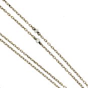 A belcher link chain with seed pearls, unmarked, tested as 9ct gold, weight 7.7g