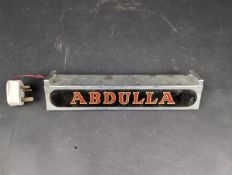 Abdullah cigarettes shelf edge 240v illuminated sign, no bulb, untested, c.12x2.5ins