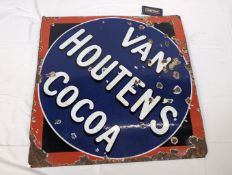 Van Houten's Cocoa single-sided advertising enamel sign, 30x30ins