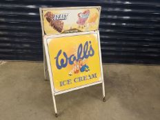 1980's Walls Ice Cream pictorial printed tin swinging freestanding advertising sign