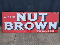 Ask For Nut Brown Tobacco single-sided enamel advertising sign 48x18ins