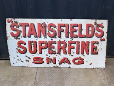 Stanfield's Superfine Shag single-sided enamel advertising sign, 72x36ins