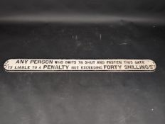 LNER Any Person Who Omits To Shut and Fasten This Gate Liable To A Penalty Not Exceeding Forty