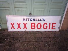 Mitchell's XXX Bogie single-sided enamel advertising sign c.70x21.5ins