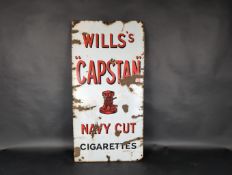 Wills's Capstan Navy Cut Cigarettes pictorial enamel advertising sign 36x18ins