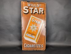Wills's Star Cigarettes pictorial enamel advertising sign, some restoration, 36x18ins