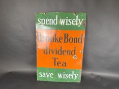 Brooke Bond Dividend Tea, Spend Wisely Save Wisely single sided enamel advertising sign, 30x20ins