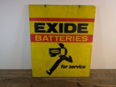 Exide Batteries For Service single-sided plastic hanging advertising sign, 19x16ins