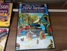 Ford and Fordson Sales and Service Cars Trucks and Tractors pictorial printed steel advertising sign