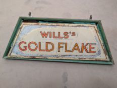 Wills's Gold Flake, an original hanging electric lamp with painted glass front panel, c.29.5ins long