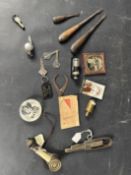 Qty vintage and veteran motoring fittings, etc to inc' Tecalemit cycle greaser, screwdrivers, whistl