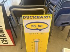 Duckhams 20-50 wall mounted advertising thermometer, reproduction, 34x12ins