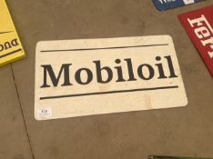 Mobiloil painted aluminium advertising sign, reproduction, 29x16ins