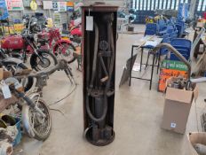 Godwin cabinet petrol pump presented in 'barn-find' original condition with hose and dispenser nozzl