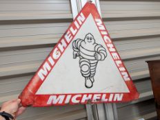 Michelin Bibendum man running hand-painted sign, reproduction, c.29.5x29.5