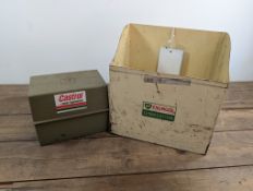 BP Energol Lubrication chart holder t/w Castrol date card box 