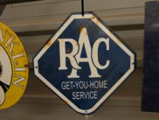 RAC Get You Home Service enamel advertising sign, reproduction, 12x12ins