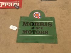 BMC Morris Minor Motors hand-painted aluminium advertising sign, reproduction, 23x23ins