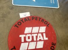 Total Petrol hand-painted tin advertising sign, reproduction, c.20.5ins dia'