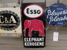 Esso Elephant Kerosene enamel advertising sign, reproduction, 24x12ins