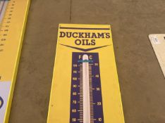 Duckhams Oils wall mounted advertising thermometer, reproduction, 34x12ins