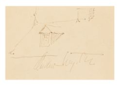 Wyeth (Andrew) Signed sketch of a house roof