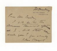 Sargent (John Singer) Autograph note signed (