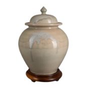 Gotsu Kiln (Japan) Large jar and cover on stand