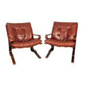 Erde and Nordahl Solheim (Norwegian, 20th Century) for Rubi Rykken Pair of 'Kengu' Lounge Chairs 