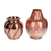 Two large vases Pink lustre glazed earthenware