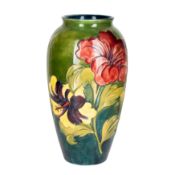 Moorcroft, British Hibiscus pattern vase