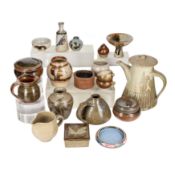 Studio pottery by various makers Donald Glanville, Elaine Hewitt, Crowan Pottery, and others