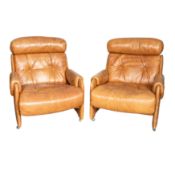 Wittmann, Austria Pair of Lounge Chairs on castors 