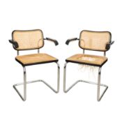 Marcel Breuer (Hungarian-American 1902-1981) for Knoll International Pair of 'Cesca' Armchairs 