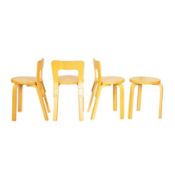 Alvar Aalto (Finnish 1898-1976) for Artek Model 60 Stool and Three Model 66 chairs