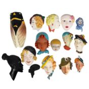 Collection of Art Deco wall masks Collection of wall masks