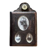 Victorian Photograph Album with Intergral Clock.