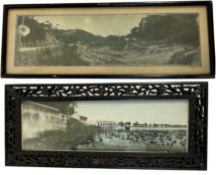 Pair of Oriental Panoramic Photographs.  Hand coloured, locations unknown.