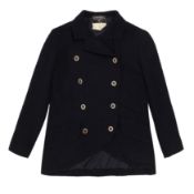 Chanel Midnight Blue Wool Boucle Pea Coat - Size 44