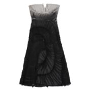 Alberta Ferretti Black Ombre Pleat Strapless Dress - Size 42