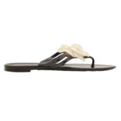 Chanel Black Jelly Camellia Flower Flip Flop - Size 37