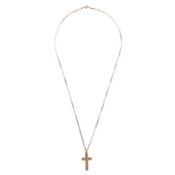 A cross pendant necklace Yellow metal