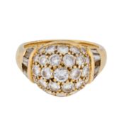 A diamond bombé ring 18ct yellow gold