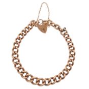 A heart lock fancy-link bracelet, circa 1960