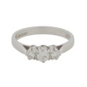A diamond three stone ring, circa 1997 Platinum