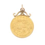 A five dollar Canadian coin mounted pendant 22ct yellow gold
