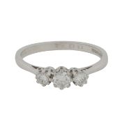 A diamond three stone ring 18ct white gold