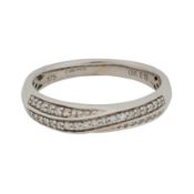 A diamond crossover ring 9 carat white gold