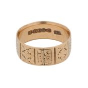 A cigar band ring 9ct yellow gold